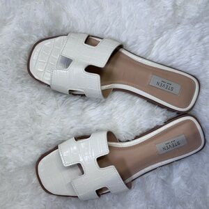 Seven7 Cream Slide Sandals for Women